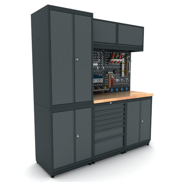 Établi modulaire avec 2 armoires à tiroirs 200 cm MW-Tools MOD206