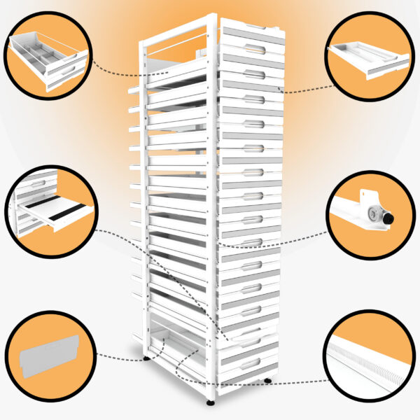 BD.60.10.02 Pharmacy Storage Shelf with drawers