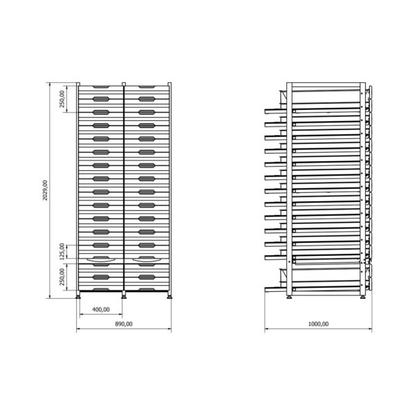 BD.60.10.02 Pharmacy Storage Shelf with drawers