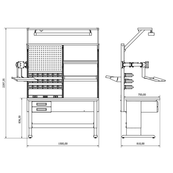 BD.36.11.01 Poste de travail électrique (largeur 1500 mm)