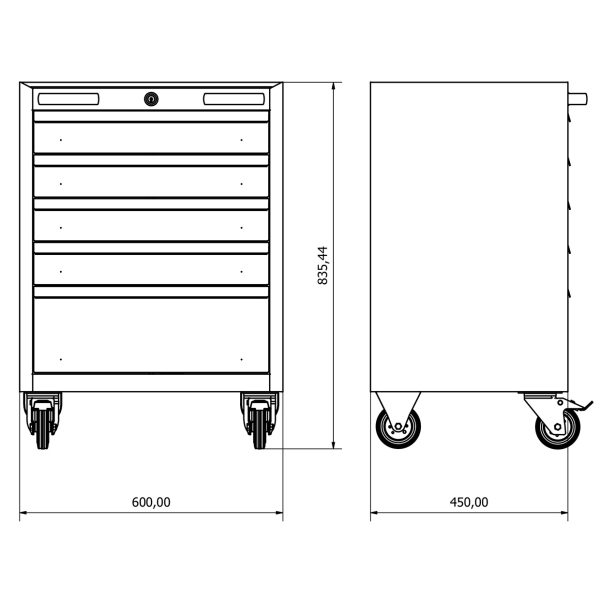 BD.36.44.65 Werkzeugwagen mit 5 Schubladen