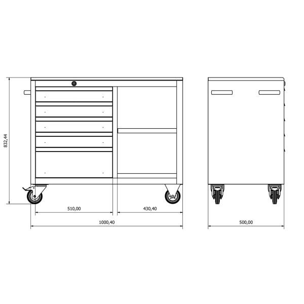 BD.36.44.68 Carrello portautensili a 5 cassetti